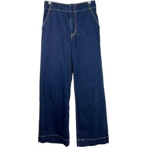 Levi's Premium Women's Ribcage Wide Leg Dark Blue Denim Jeans Hippie Size 26